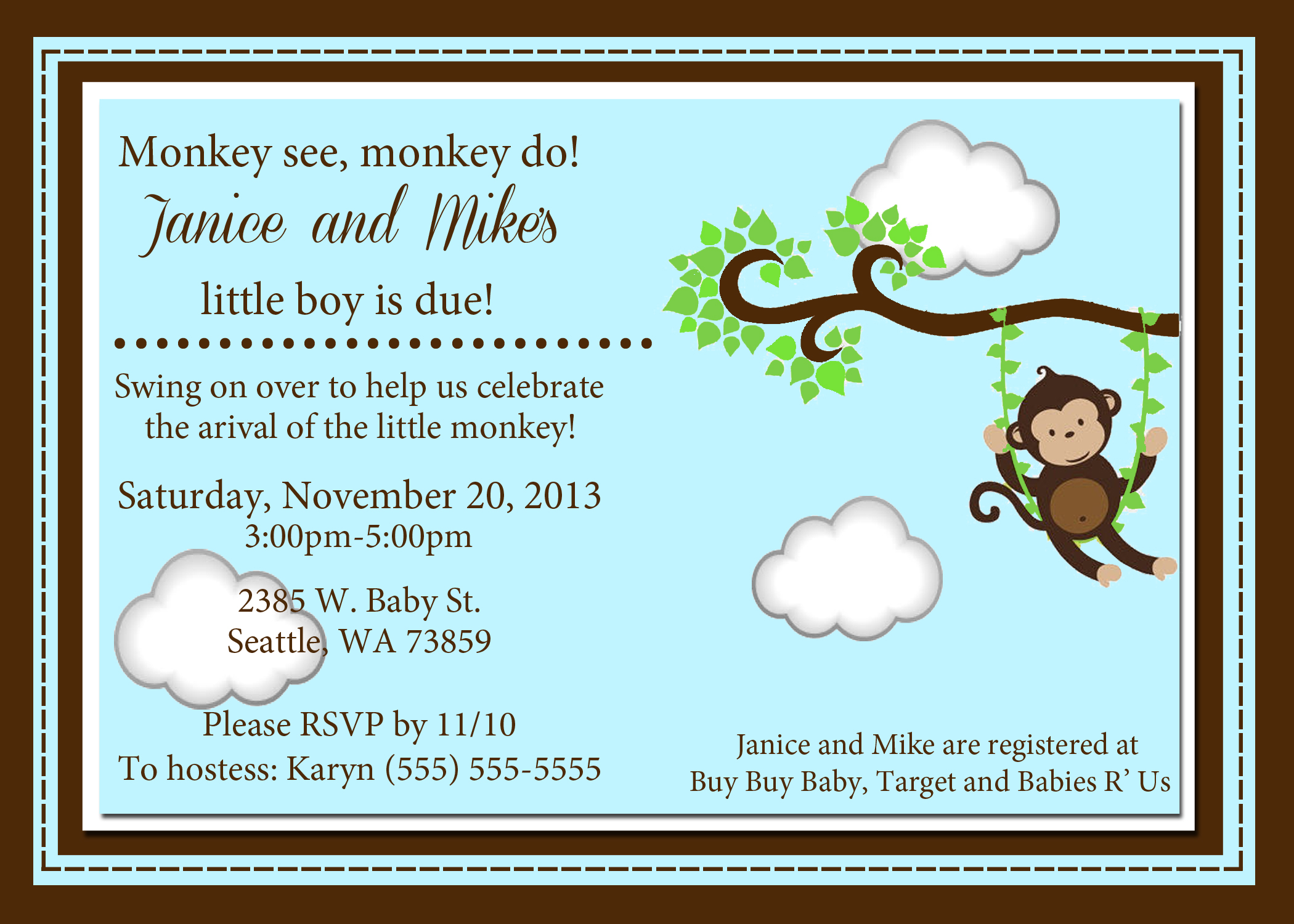 invitation $ 5 00 monkey 2 baby shower invitation $ 5 00