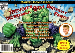Hulk Birthday Party on Hulk Birthday Invitation   Kustom Kreations