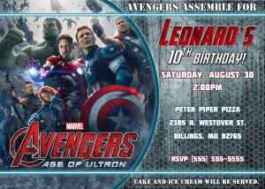 Avengers Age of Ultron Birthday Invitation