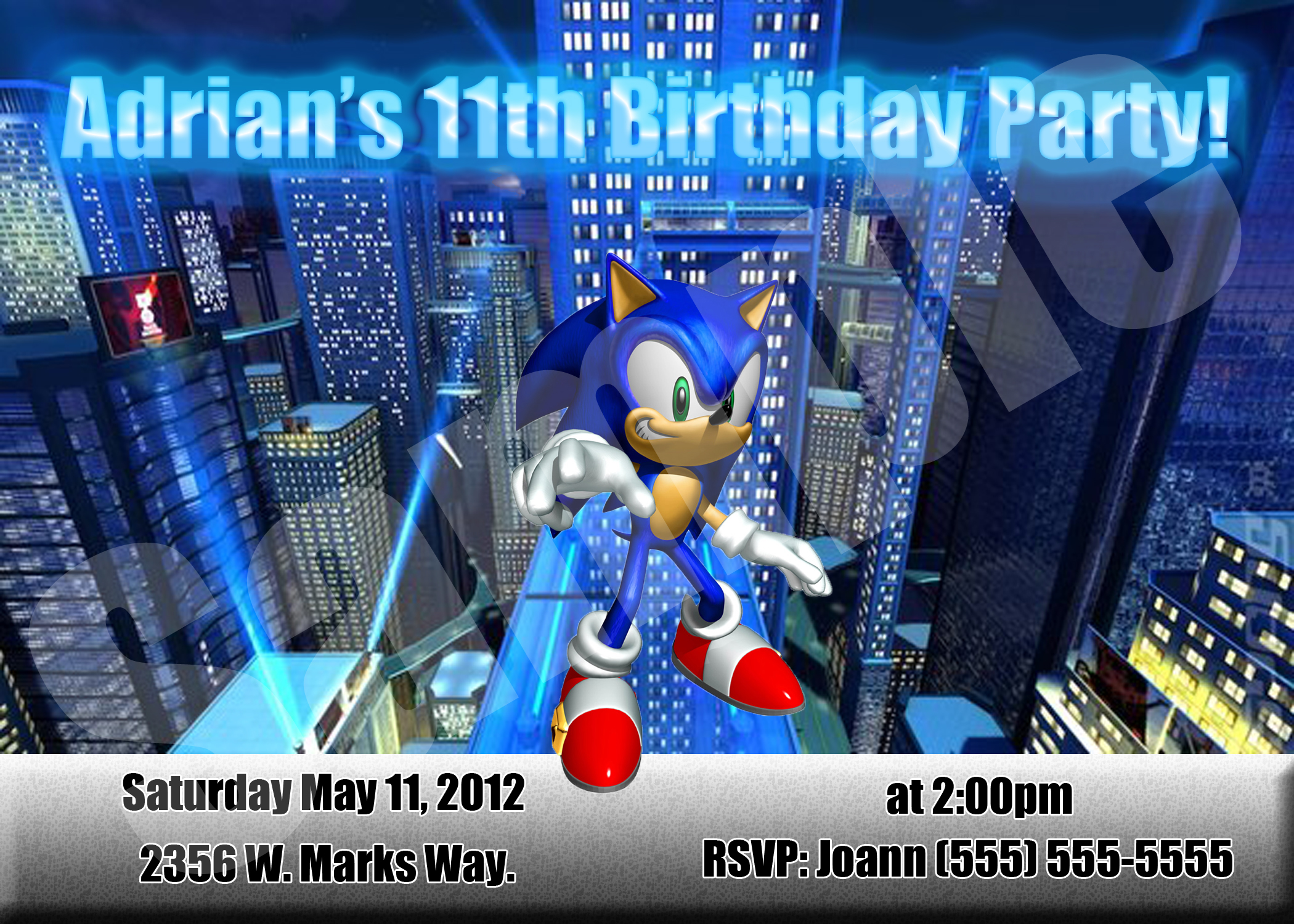 Sonic Birthday Invitation | Kustom Kreations