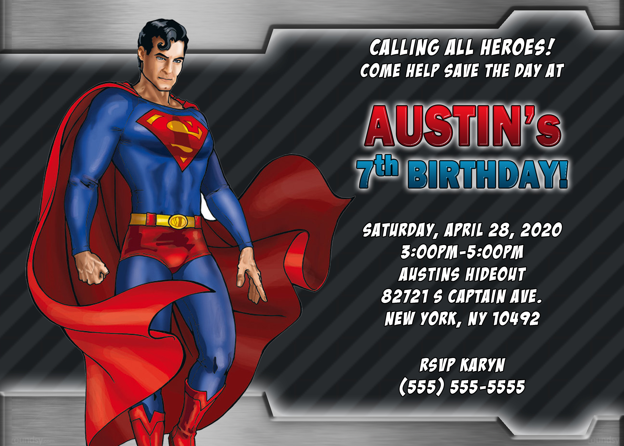 Save The Date Superman Wedding Invitation Superman