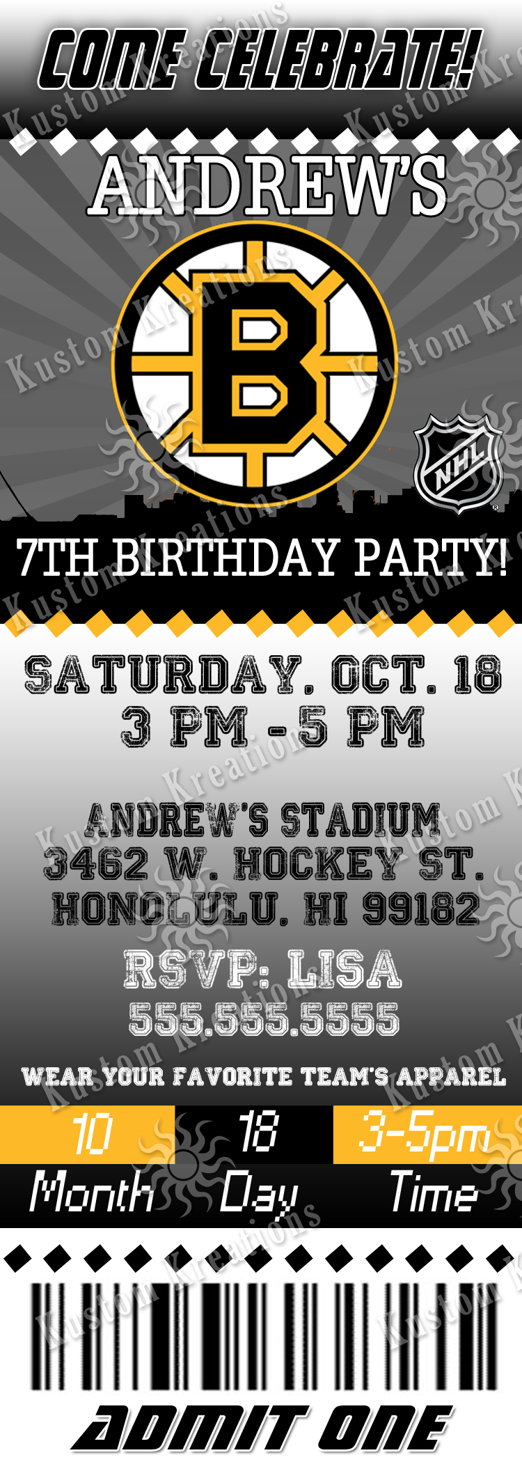 Boston Bruins Invitation Boston Bruins Birthday Invite -  Australia